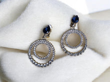 Load image into Gallery viewer, Small silver Metal Rhinestone Clip On Hoop Earrings silver
