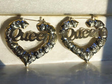Load image into Gallery viewer, Vintage style  Large Queen heart Bamboo Earrings
