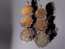 Load image into Gallery viewer, Handmade Light abstract Hammered Metal Disc Clip On Earrings silver 5 inch
