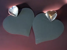 Load image into Gallery viewer, Pop art matte metal heart Earrings black and silver
