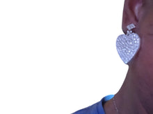 Load image into Gallery viewer, Light silver Rhinestone Heart Clip On Earrings 2.5 inch
