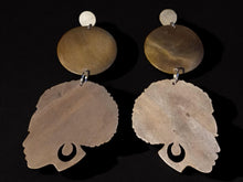 Load image into Gallery viewer, Handmade Extra Large Afro Queen Design Wood Earrings 7 inch

