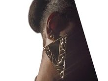 Load image into Gallery viewer, Light abstract Hammered Metal  Clip On Earrings gold 3.5 inch
