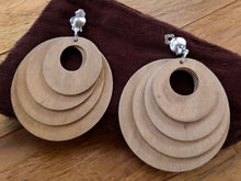Load image into Gallery viewer, Clip on Multi Layer Wooden Hoop Earrings brown
