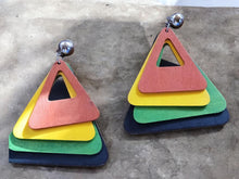 Load image into Gallery viewer, Clip on Multi Layer Wooden Earrings
