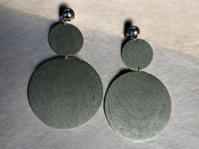 Load image into Gallery viewer, Extra large Natural Wood minimalist Clip On Dangle Earrings 4 inch
