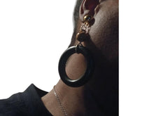 Load image into Gallery viewer, Handmade Chunky Wooden Hoop Clip On Earrings black
