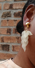 Load image into Gallery viewer, Light Acrylic Leaf Clip On Dangle Earrings
