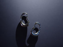Load image into Gallery viewer, Minimalist large Gold Metal Square Hoop Earrings pierced ears

