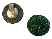 Load image into Gallery viewer, Vintage Handmade Sequin Bead button Clip On Earrings 1980s
