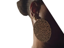 Load image into Gallery viewer, Natural extra large Wood Boho Clip On Dangle Earrings 3.5 inch
