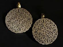 Load image into Gallery viewer, Natural extra large Wood Boho Clip On Dangle Earrings 3.5 inch
