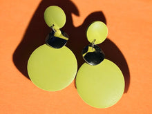 Load image into Gallery viewer, Handmade Natural Wood Dangle Clip On Dangle Earrings yellow/gold
