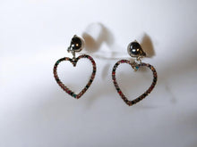 Load image into Gallery viewer, Handmade colorful rhinestone Heart dangle Clip On Earrings
