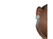 Load image into Gallery viewer, Classic Pearl Stud and rhinestone Clip On Earrings large gold
