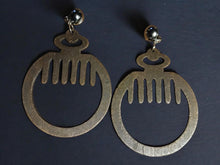 Load image into Gallery viewer, Wood  Adinkra Afro Pick Clip On Dangle Earrings  Brown
