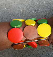 Load image into Gallery viewer, Abstract Chunky Wooden stretch cuff
