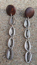 Load image into Gallery viewer, Handmade pewter Cowrie Shell Clip On  Earrings
