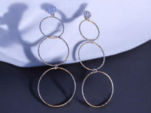 Load image into Gallery viewer, Extra Large Handmade silver Metal and rhinestone Multi Hoop Clip On Earrings
