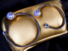 Load image into Gallery viewer, Abstract  jumbo pearl and rhinestone hoop Earrings pierced ears
