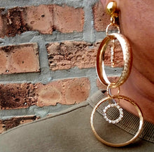 Load image into Gallery viewer, Gold Metal Multi Hoop Clip On Earrings 4.5 inch
