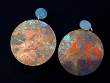 Load image into Gallery viewer, Handpainted Wooden Clip On Earrings, Abstract Mid-Century Design

