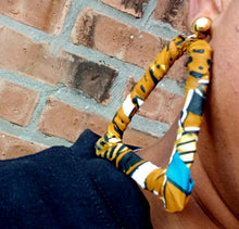Load image into Gallery viewer, Handmade Ankara Fabric bamboo Hoop Clip on Earrings 3 inches
