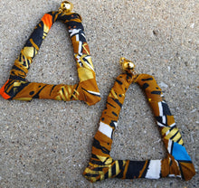 Load image into Gallery viewer, Handmade Ankara Fabric bamboo Hoop Clip on Earrings 3 inches
