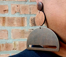 Load image into Gallery viewer, Extra large handmade Wooden Boho Clip On Dangle Earrings 4.5 inch
