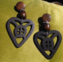 Load image into Gallery viewer, Handmade Wooden Adinkra Symbol Clip On Earrings
