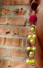 Load image into Gallery viewer, Handmade festival neon acrylic dangle Earrings Clip on
