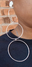 Load image into Gallery viewer, Extra Large Handmade silver Metal and rhinestone Multi Hoop Clip On Earrings
