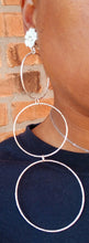 Load image into Gallery viewer, Extra Large Handmade silver Metal and rhinestone Multi Hoop Clip On Earrings
