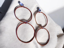 Load image into Gallery viewer, Handmade Red enameled metal multi Hoop Clip On Earrings
