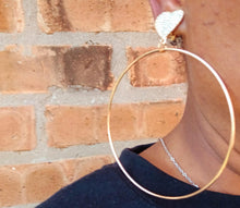 Load image into Gallery viewer, Large Gold Metal Hoop Clip On Earrings 3.5 inch
