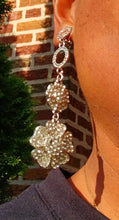 Load image into Gallery viewer, Handmade Rhinestone Flower Clip On Earrings
