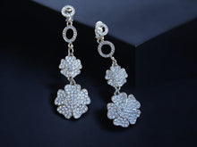 Load image into Gallery viewer, Handmade Rhinestone Flower Clip On Earrings
