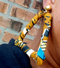Load image into Gallery viewer, Handmade Ankara Fabric bamboo Hoop Clip on Earrings 3 inches
