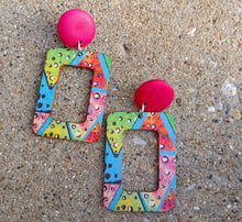 Load image into Gallery viewer, Wooden Pop Art graffiti On Earrings
