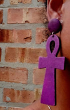 Load image into Gallery viewer, Ankh Wooden Clip On Earrings
