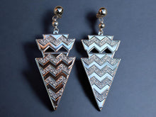 Load image into Gallery viewer, Hammered Metal abstract boho Clip On Earrings silver xl style
