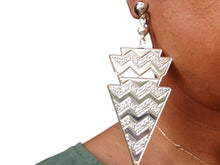 Load image into Gallery viewer, Hammered Metal abstract boho Clip On Earrings silver xl style
