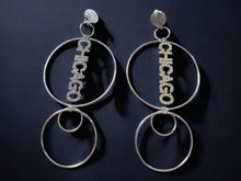 Load image into Gallery viewer, Handmade Rhinestone Chicago Clip On Earrings Silver
