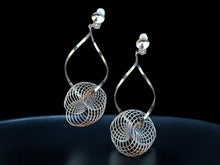 Load image into Gallery viewer, Abstract silver Metal spiral Clip On Earrings Silver

