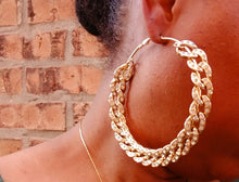 Load image into Gallery viewer, Extra large bling acrylic chain hoops pierced ears

