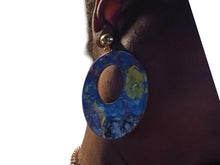 Load image into Gallery viewer, Clip On Wooden hoop Handpainted Design Earrings
