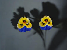 Load image into Gallery viewer, Vintage Pansy Flower Stud Clip On Earrings handpainted polymer
