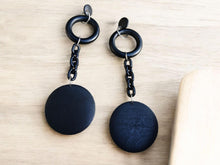 Load image into Gallery viewer, Giant  10 inch mixed media design Wooden Earrings (pierced ears)
