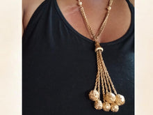 Load image into Gallery viewer, Vintage 1960s Gold Ball Bead Lariat Necklace
