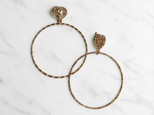 Load image into Gallery viewer, Rhinestone Clip On Hoop Earrings gold
